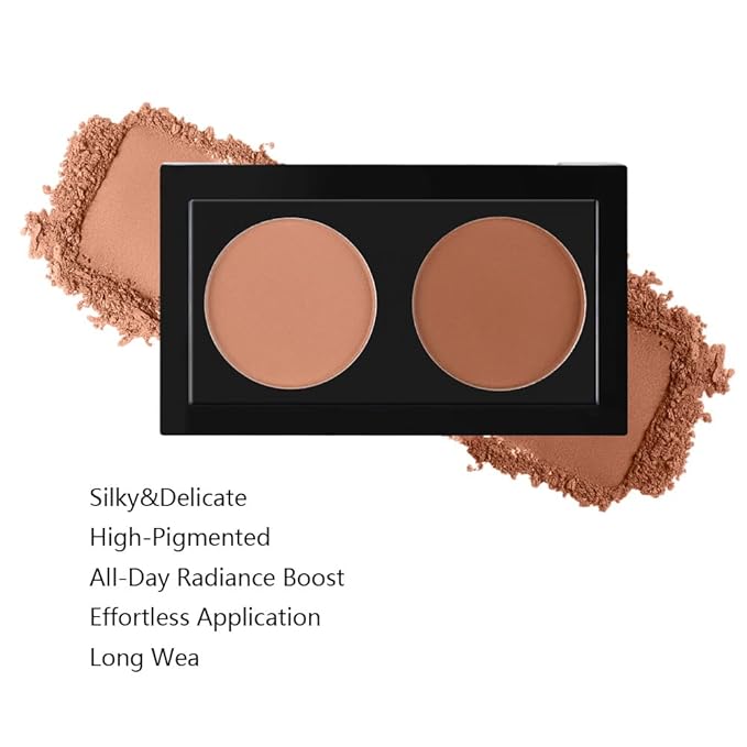 Duo Eye Shadow Powder，Nude&Light Brown Matte Eyeshadow Makeup Palette，Neutral Shades Eyeshadow Palette for Woman Daily Eyes Looks，Highly Pigmented，Smooth, Blendable，sombras de ojos, Cruelty-Free 03