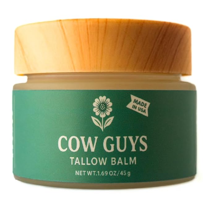 COW GUYS | Original, Tallow Balm For Face, Grass Fed Tallow For Skin, Beef Tallow Face Cream, Face Tallow, Essential Oil Cream, Moderate, Cold Pressed, Sweet Almond Oil, Natural Skincare