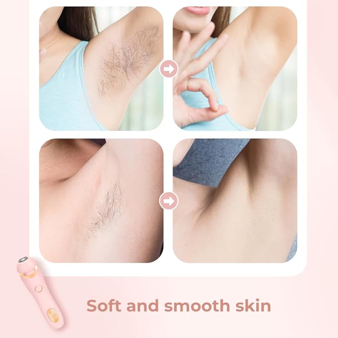 Women Intimate Shaver, Body Groomer Dual Head Bikini Trimmer 2 in 1 Electric Razors Cordless Dry/Wet Use for Pubic Hair, Armpit, Facial Hair Painless Removal Waterproof Rechargeable, for Underarm Leg