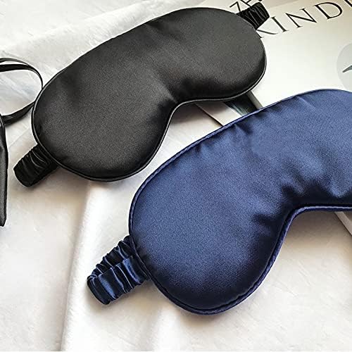 LCBD Silk Satin Sleeping Eye Mask, Navy Sleep Eye Night Blindfold for Women and Men, Soft Breathable Blackout Eyeshade Eye Cover for Travel, Wedding Bridesmaid Gift