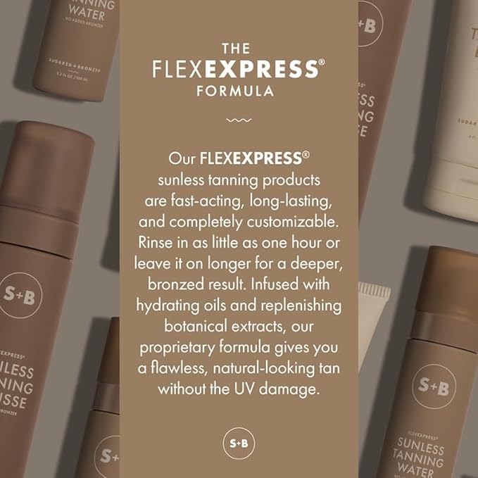 SUGARED + BRONZED Sunless Tanning Water, FlexExpress Self Tanner Spray for Face, Hydrating Botanical Formula for a Natural-Looking Tan, Suits All Skin Tones, Vegan, Cruelty Free, 4 Fl Oz