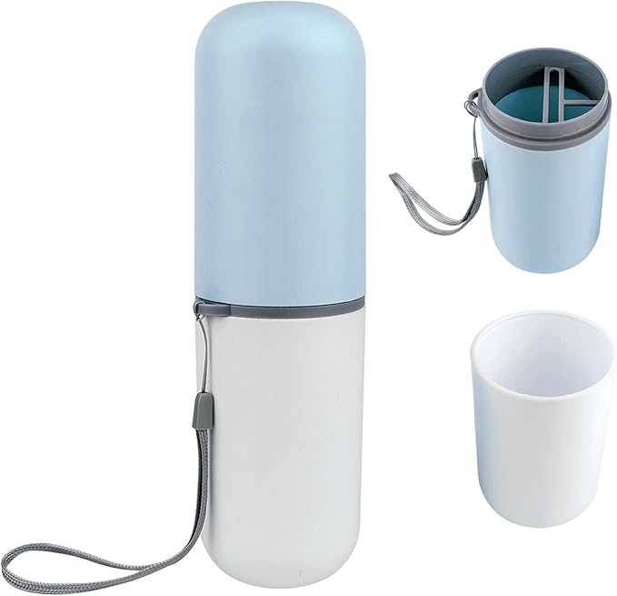 Travel Toothbrush Holder,Portable Toothbrush Holders for Couples,Multifuction Toothbrushes Toothpaste Set for Traveling, Camping, Business Trip and School (1, Blue/White)