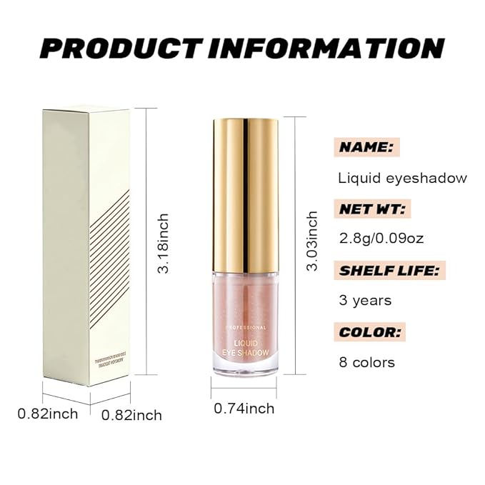 Light Pink Shimmer Liquid Metallic Eyeshadow, Longwear Eye Makeup For Older Women, Buildable Highly Pigmented & Blendable Eye Shadow Cream in Shimmer Finishes, Vegan & Cruelty-Free, (08#Light Pink)