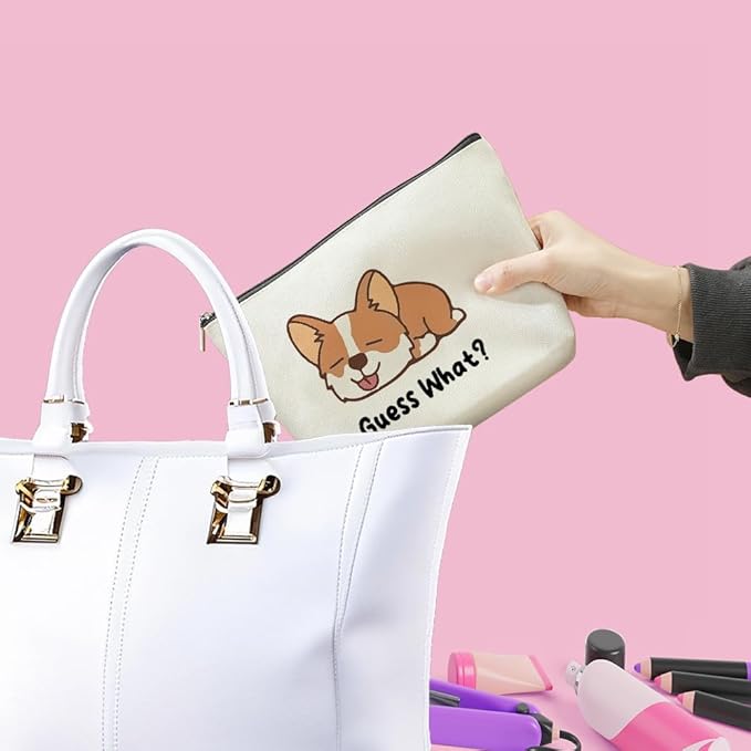 Funny Puppy Makeup Bag Dog Mom Gifts for Women Puppy Dog Supplies Accessories Cute Cosmetic Bag for Women Girls Daughter Animal Puppies Lovers Sister Best Friends Friendship Christmas Birthday Gifts