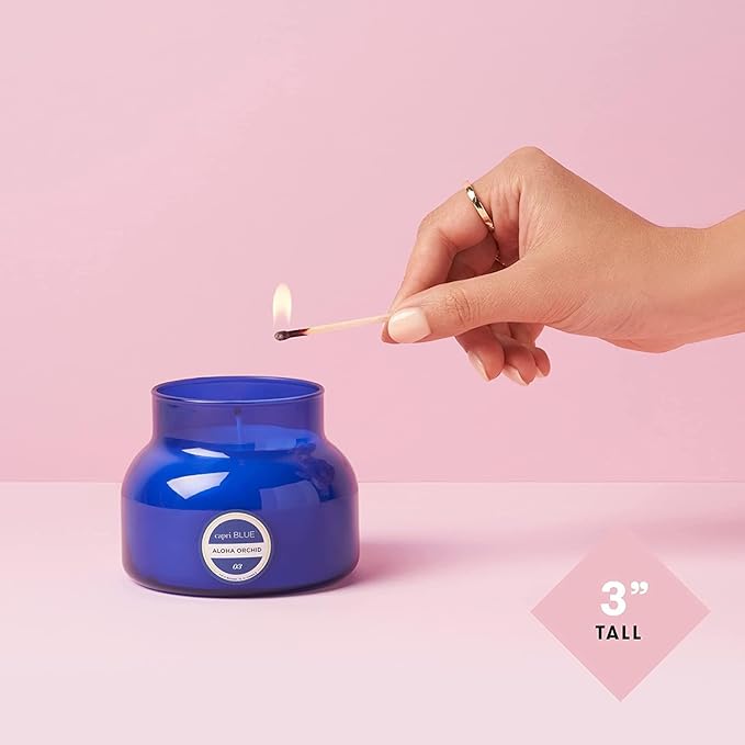 Capri Blue Signature Jar Candles - Long Lasting Soy Wax Blend - Luxury Tropical Scented Candles - Comes in Blue Decorative Glass Jar (Aloha Orchid, 8 oz)