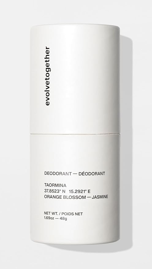 evolvetogether Aluminum Free Natural Deodorant for Women & Men | Orange Blossom & Jasmine | Neutralizes Odors, Soothes Skin | Vegan, Cruelty-Free, Baking Soda Free | Made in USA (Taormina, 1.69 Oz)