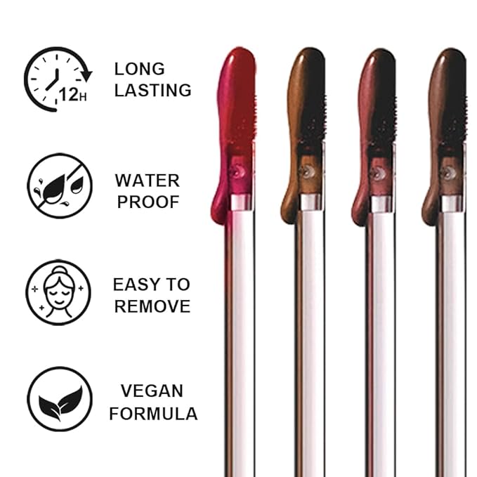 4 Colors Peel Off Lip Liner Stain Set for Women, Long Lasting Waterproof Non-Fading Matte Finish Lip Tint Stains with Tweezer Kit for All Skin Type, Up to 12 Hours (#00, 02, 03, 05)