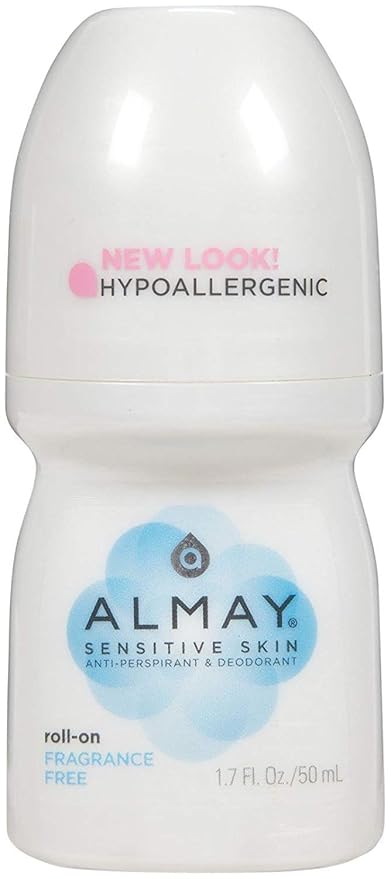 Almay Anti-Perspirant & Deodorant, Sensitive Skin, Roll-On, Fragrance Free 1.7 oz (Pack of 12)