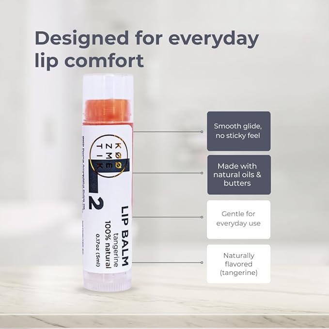 KØØZMETIK L2 Tangerine Lip Balm | Natural lip Moisturizing Care With Shea Butter, Cocoa Butter, Beeswax & Almond Oil | Hydrating Repair Formula For Soft, Smooth & Healthy Lips