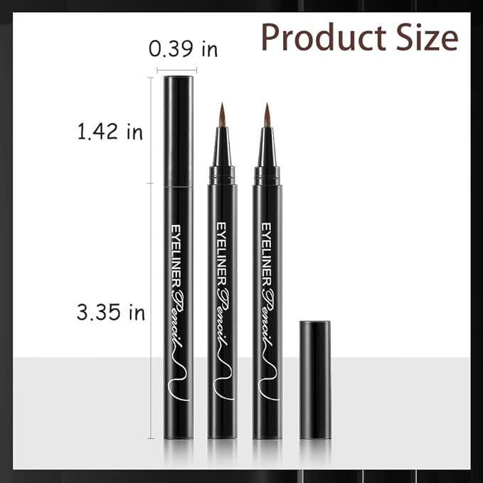 12 Pcs Brown Eyeliner Pen, Long-Lasting & Waterproof Eyeliner, Quick-Drying Eye Liner Liquid Liner, Smudge-Resistant Brown Eye Liner for All Skin Tones & Types, Highly Pigmented Eye Makeup