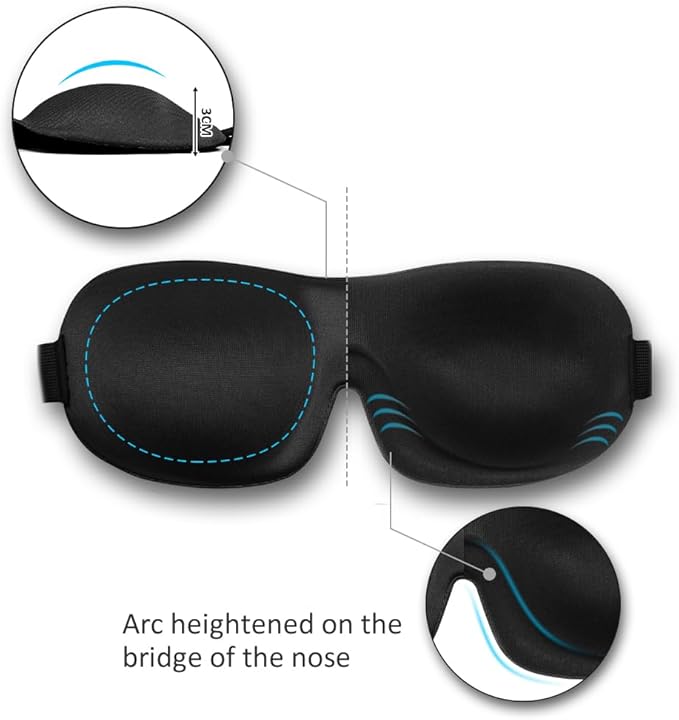 AMAZKER Sleep Mask for Side Sleeper 2 Pack, 3D Contoured Cup Sleeping Mask & Blindfold, Concave Molded Night Sleep Mask, Block Out Light, Soft Comfort Eye Shade Cover for Travel Yoga Nap