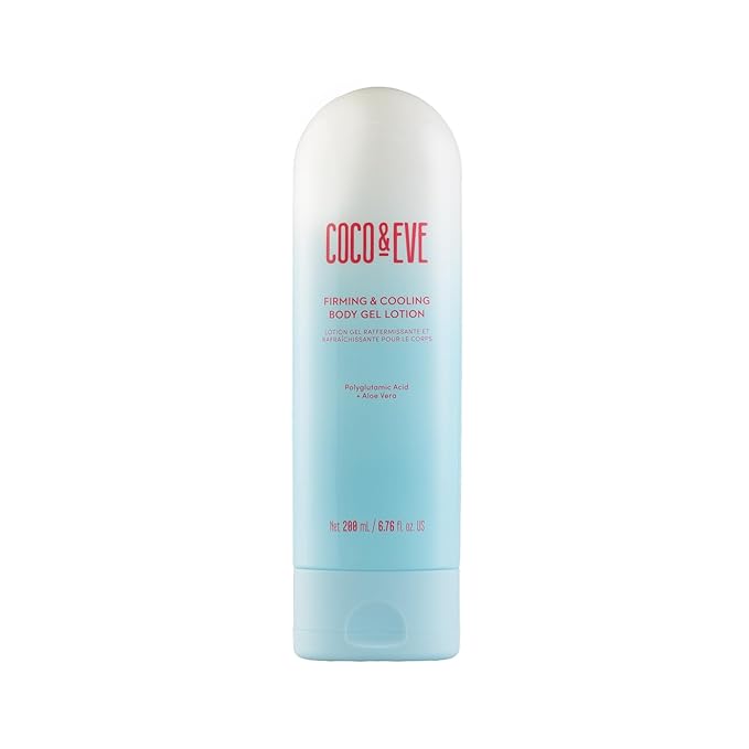 Coco & Eve Firming & Cooling Body Gel Lotion — Aftersun Care with Aloe Vera, Polyglutamic Acid for Sunburn Relief, Hydration & Skin Recovery. Soothing Moisturiser for Sun-irritated Skin. (6.76 fl oz)