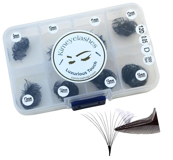 Premade Fans Eyelash Extension 500 Fans Handmade Loose Volume Lashes 5D/8D/10D/12D Pre-made Fans 0.05mm 0.07mm C/D Curl 9-16mm Hybrid Wispy Promade lashes (12D - 0.05, Curl C)