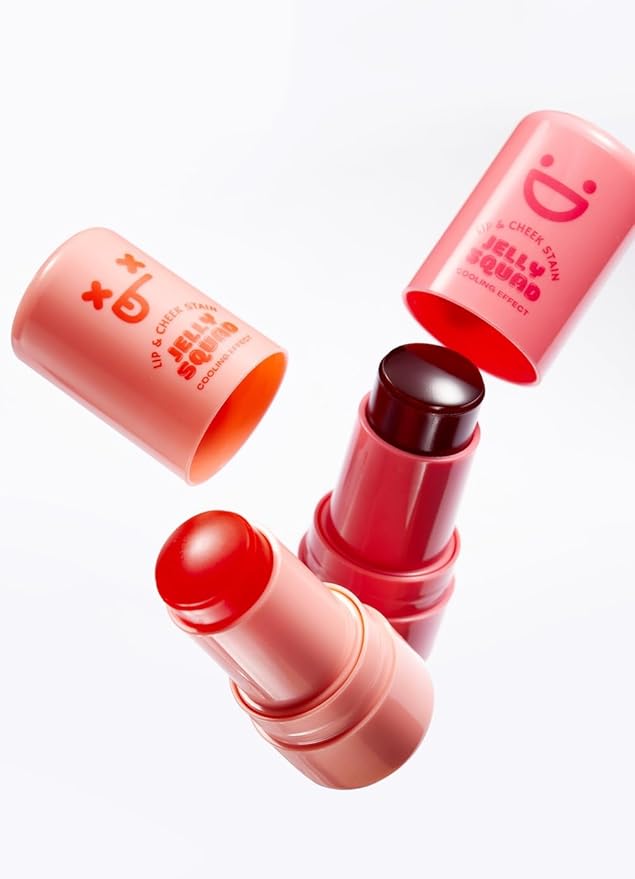 Jelly Squad Lip and Cheek Stain 2 in 1 Tinted Jelly Blush and Lip Stain Long Lasting Lightweight Natural Finish Goofy Cherry Pink, 0.28 FL.OZ/8G，pack of 1