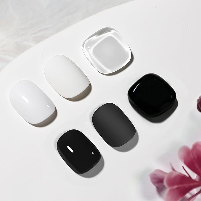 2Pcs Nail Polish Set 16.5ml Black and White Quick Dry Nail Polish Non Gel Nail Art DIY Home Manicure Gift for Women