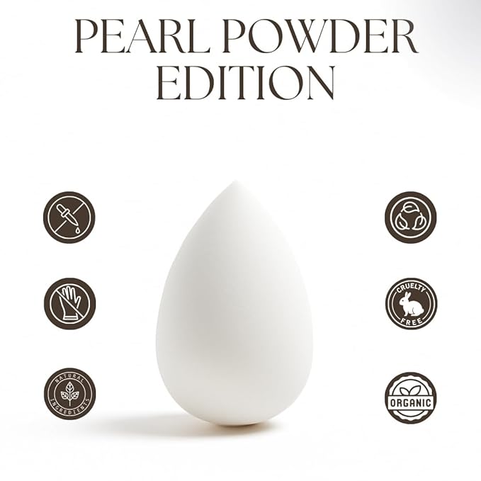Bumfuzz Pearl Beauty Sponge - Plant-Based, Eco-Friendly, Cruelty-Free, Dye-Free & Latex-Free Blender, Biodegradable & Natural Makeup Sponge, Makeup Blender, Perfect for Liquid & Powder (3 Count)