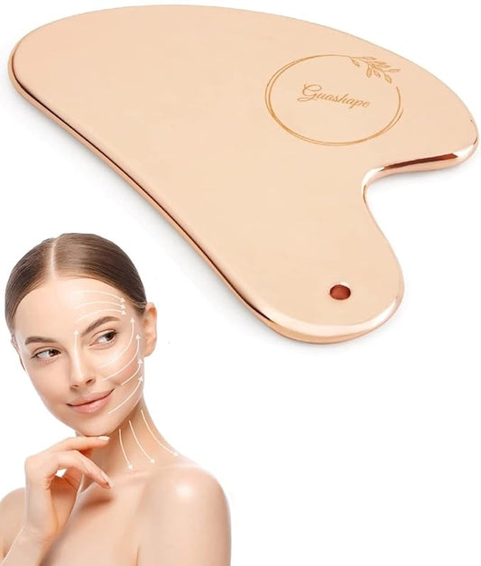 Stainless Steel Gua Sha Facial Tools | Guasha Tool for Face in Rose Gold for Sculpting, Shaping, Reduce Puffiness, Tension Relief