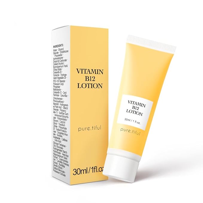 pure.tiful Vitamin B12 Lotion (1 oz) | Repair & Hydrating Cream for All Ages （teen & adult| Soothes Redness, After-Sun Skin Relief, Strengthens Barrier, Sensitive Skin Safe