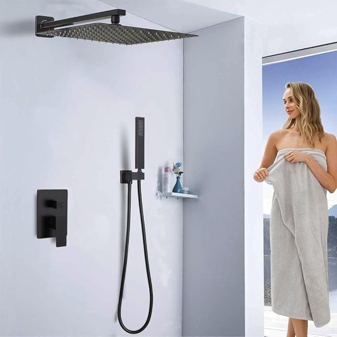 YCAIKOI Shower Faucet Set 16 Inch Wall Mount Rain Shower System, All Metal Shower Fixtures - Oil Rubbed Bronze