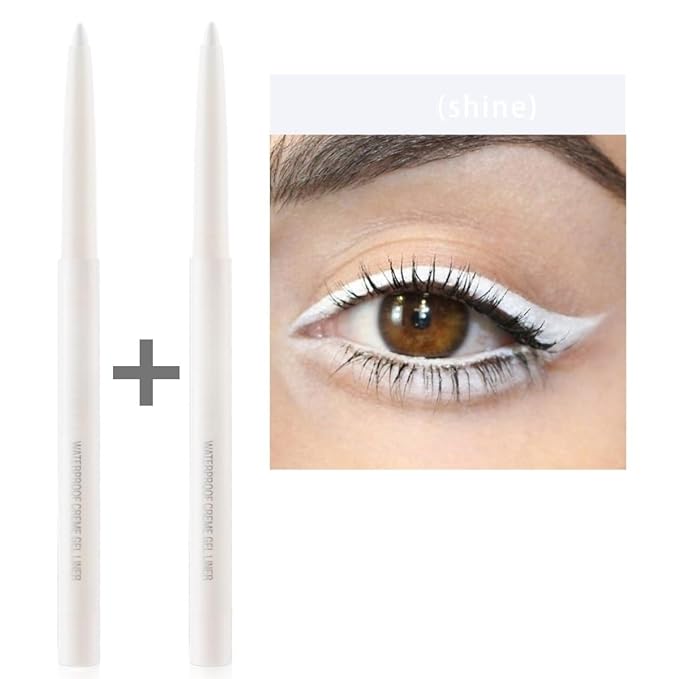 eyeliner pencil retractable eyeliner creamy pigmented smudge proof eye liner pen 2 Pcs White