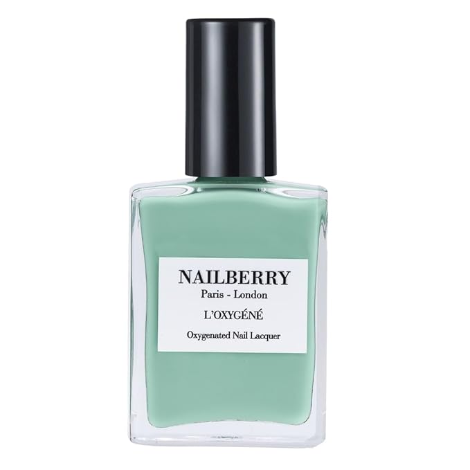 Nailberry L'Oxygéné Oxygenated Nail Lacquer | Wild Sage | Chalky Pastel Sage Opaque Nail Polish | UV Protected Long-Wear Nail Polish | 12-Free | Vegan | Certified Halal | Cruelty & Gluten Free | 15 ml