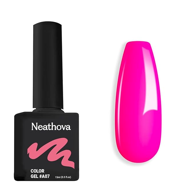15ML Gel Nail Polish Pure Sheer Same Color Same Bottle Soak Off Gel Polish Art Manicure Salon DIY at Home for Women (Neon Hot Pink) 1PCS