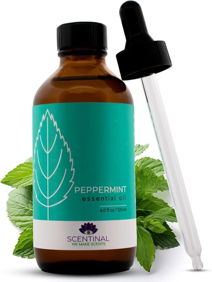 Scentinal Premium Essential Oil - 100% Pure, Natural & Authentic - Extra Large 4oz Bottle (120ml) with Eyedropper - Refreshing Aromatherapy Experience (4 oz / 120ml, Peppermint)