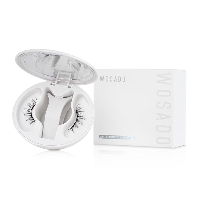 WOSADO Soft Magnetic Eyelashes [No.16 Luna Black] 21.5mm with Applicator Kit, Reusable Glue-free Wispy Magnetic Lashes, Cruelty-free False Lashes, Waterproof, Lightweight, Suit for Heavy Makeup