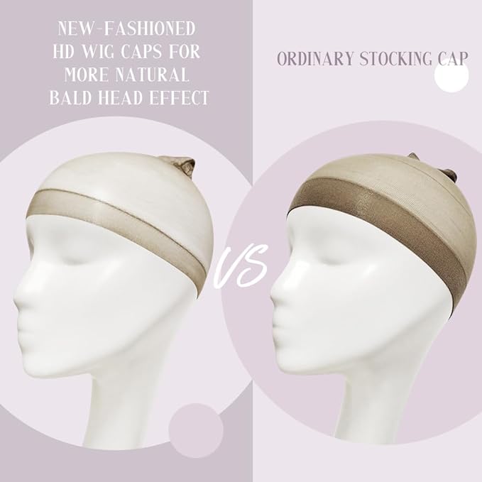 Transparent Wig Caps for Women Lace Front, HD Caps for Wig, Brown 24 PCS