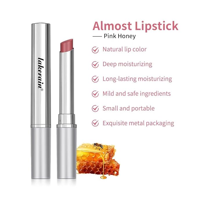2PCS Honey Lipstick Balm,Deep Moisturizing Black Cherry Tint Lip Balm, Nourishing Honey Noir Lipgloss, Pink Lip Tint,Nourishing and Hydrating Lip Gloss for All Skin Tones (Black & Pink)