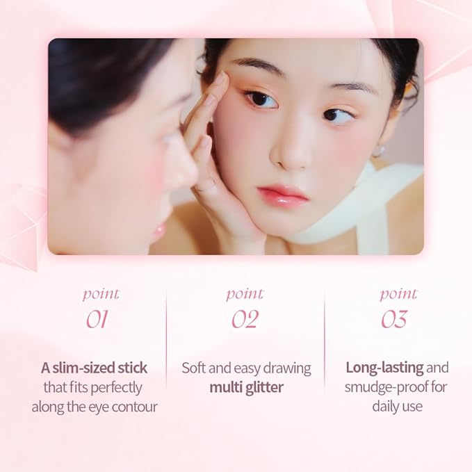 INGA Shine Eyes Stick Shadow - Creamy Shimmer Eyeshadow, Smudge-Proof, Easy-to-Blend, Long-Lasting Eye Makeup Stick with Precise Tip for Easy Application (Dew Peach)
