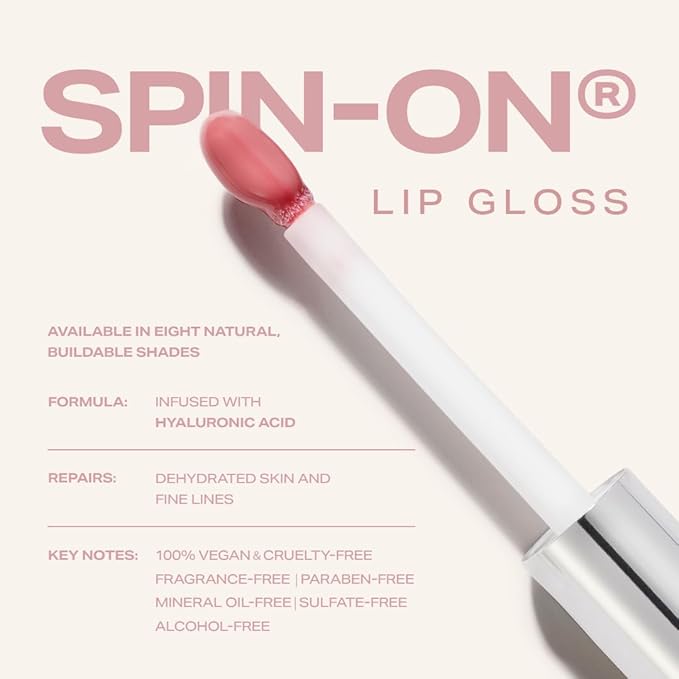 Woosh Beauty, Spin-On Lip Gloss, Hydrating Hyaluronic Acid & Shea Butter, No Fine Lines, Shine Finish, Vegan & Cruelty-Free - Glaze