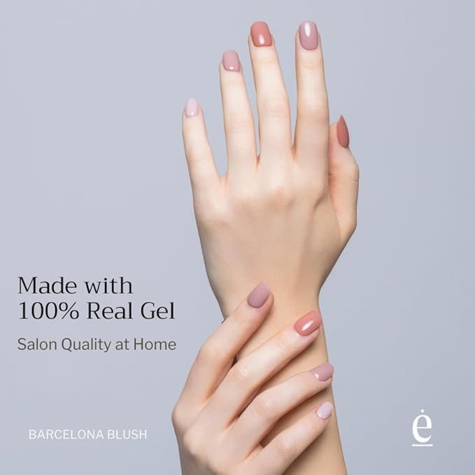 34 Piece Fully Cured Gel Nail Strips With No UV Light Needed, 14+ Days Gel Nail Polish Stickers, Salon Quality, Easy to Apply & Remove – Toxin Free, No Damage (Barcelona Blush)