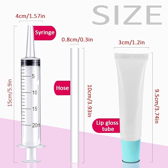 AMORIX 50PCS Lip Gloss Tubes 15ml Blue Lip Gloss Containers Empty Lip Balm Tubes Refillable Cosmetic Squeeze Lipgloss Tubes + 2 x 20ml Syringes Labels for DIY Lip Gloss Base Glitter