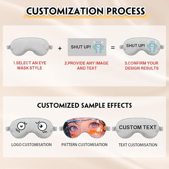 HDSD Custom Soft Silk Sleep Mask with Adjustable Strap for Unpressurised Comfort and Washable Eye Cover for Ultimate Relaxation|Excellent for Sleeping,Sleep Eyeshade for Men and Women