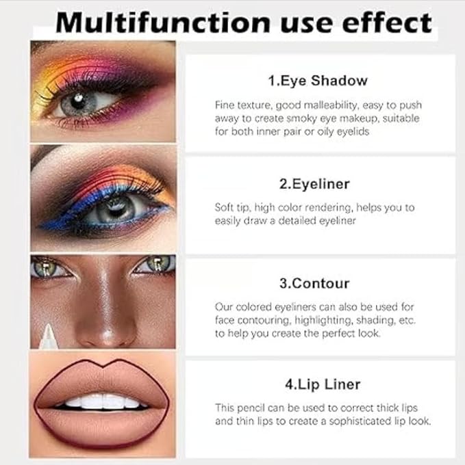 14-Pack Eyeliner Pencil Waterproof Colored Gel Liners with Metallic & Shimmer Finishes Smudge-Proof,14-Pack Metallic Gel Eyeliners,