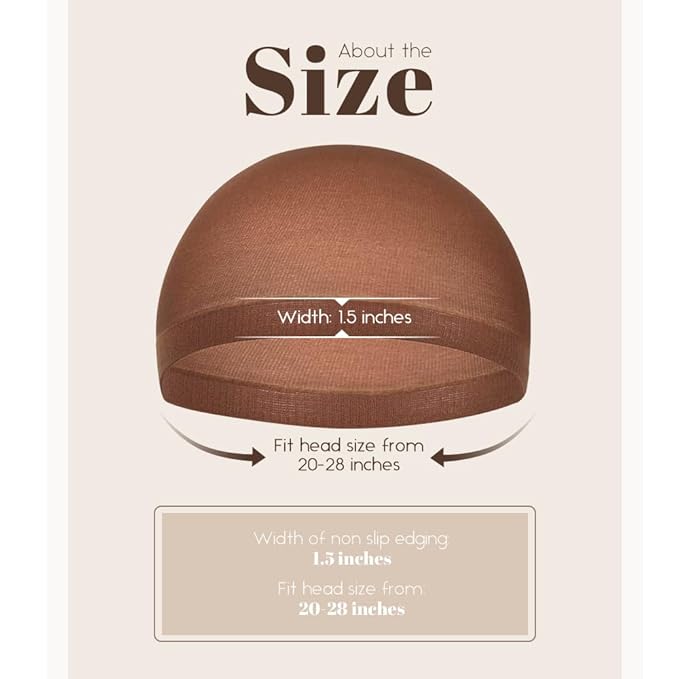Brown Wig Caps for Women, Stocking Cap for Lace Front Wig, Dark Brown 24 PCS