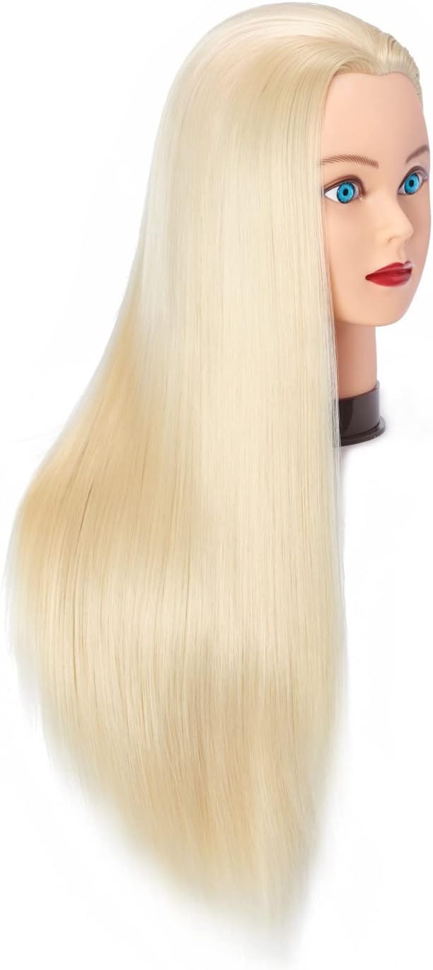 Hairingrid 26"-28" Mannequin Head Hair Styling Training Head Manikin Cosmetology Doll Head Synthetic Fiber Hair and Free Clamp Holder (R71919W61320)