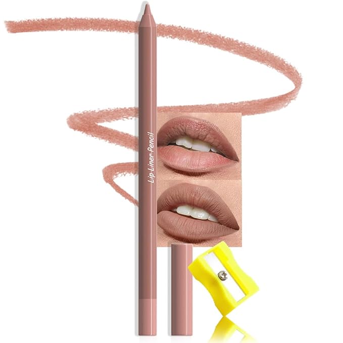 evpct 1Pcs Nude Brown Beige Matte Long Lasting Lip Liner Pencils Makeup for Shaping & Sculpting Lips, No Transfer Long Wear Waterproof Pigmented Lip Liner lipliners Crayon Lipstick Pencil Sharpener 3