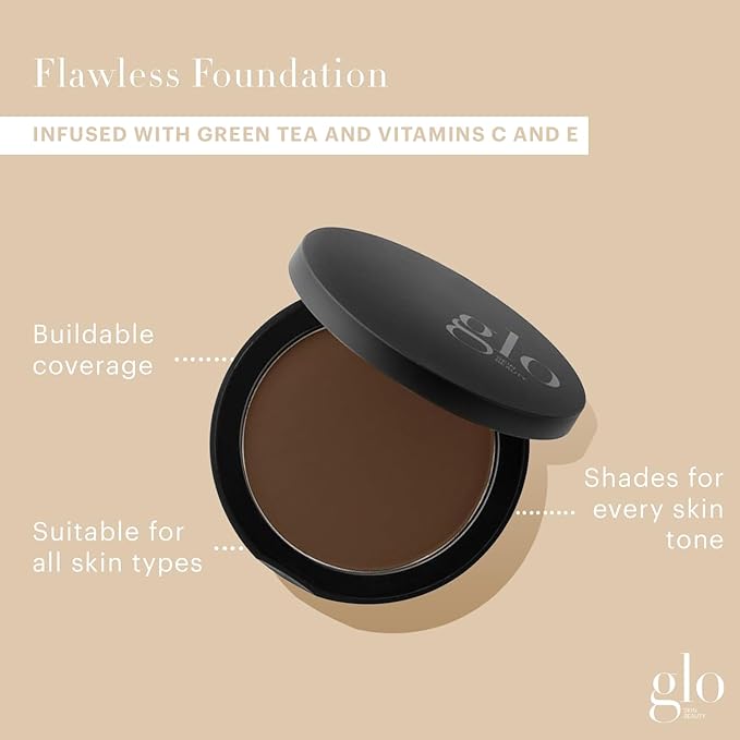 Glo Skin Beauty Pressed Base Powder Foundation Makeup (Cocoa Medium) - Flawless Coverage for a Radiant Natural, Second-Skin Finish