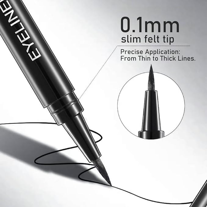 12 Pcs Brown Eyeliner Pen, Long-Lasting & Waterproof Eyeliner, Quick-Drying Eye Liner Liquid Liner, Smudge-Resistant Brown Eye Liner for All Skin Tones & Types, Highly Pigmented Eye Makeup