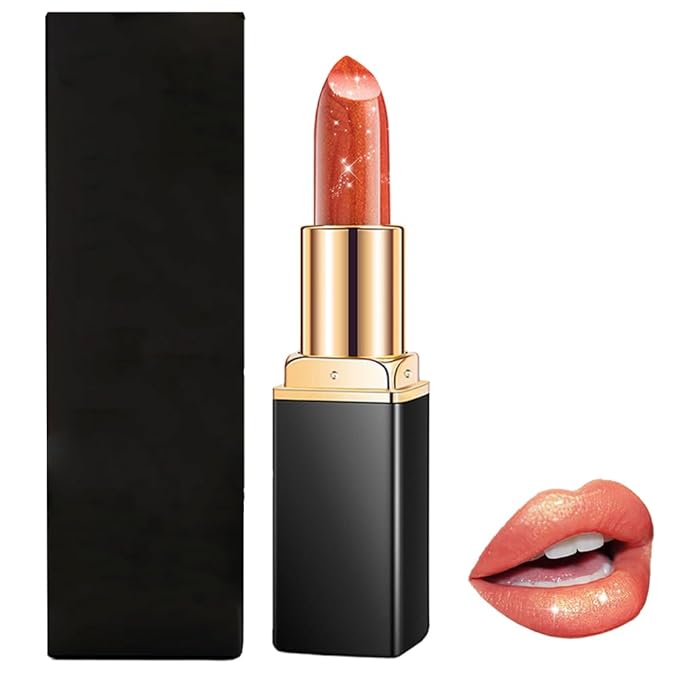 Diamond Glitter Lipstick, 2025 New Velvet Glow Lip Gloss Waterproof Non-sticky Creamy Lipcolor,Long-Lasting Moisturizer Lip Balm with Sparkling Finish Hydrating Lip Stains (A02)