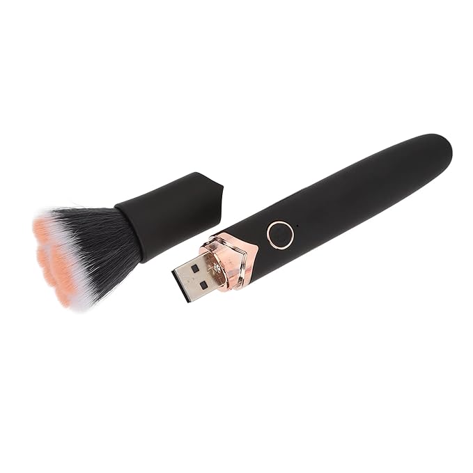 Pro Makeup Brush, Rechargeable Makeup Brush Blush Loose Powder Brush 10 Gears Adjustable Electric Massage Brush Beauty Tool Black