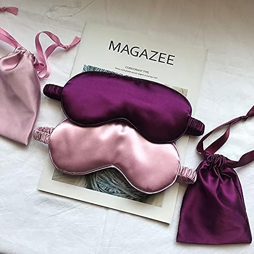 LCBD Silk Satin Sleeping Eye Mask, Dark Purple Sleep Eye Mask Night Blindfold for Women and Men, Soft Breathable Blackout Eyeshade Eye Cover for Travel, Wedding Bridesmaid Gift