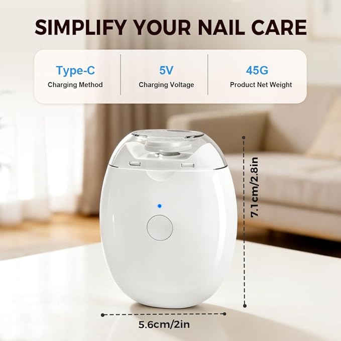 2026 New Universal Automatic Fingernail Grinder, USB Rechargeable Electric Nail Clipper with LED Light and 3 Speeds, 360° Silent Auto Fingernail Cutter and Polishing Trimmer, for Whole Family (1pcs)