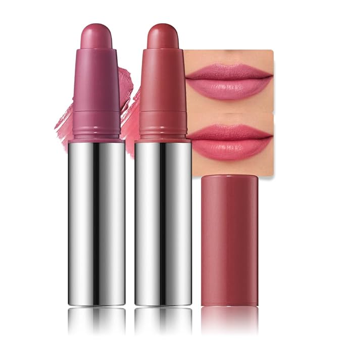 IATMOMOD 2Pcs Long Lasting Matte Lipstick Crayon Set, Waterproof Velvet Lip Liner Pencil, High Pigment Non-Drying 24H Cruelty-free Lip Makeup