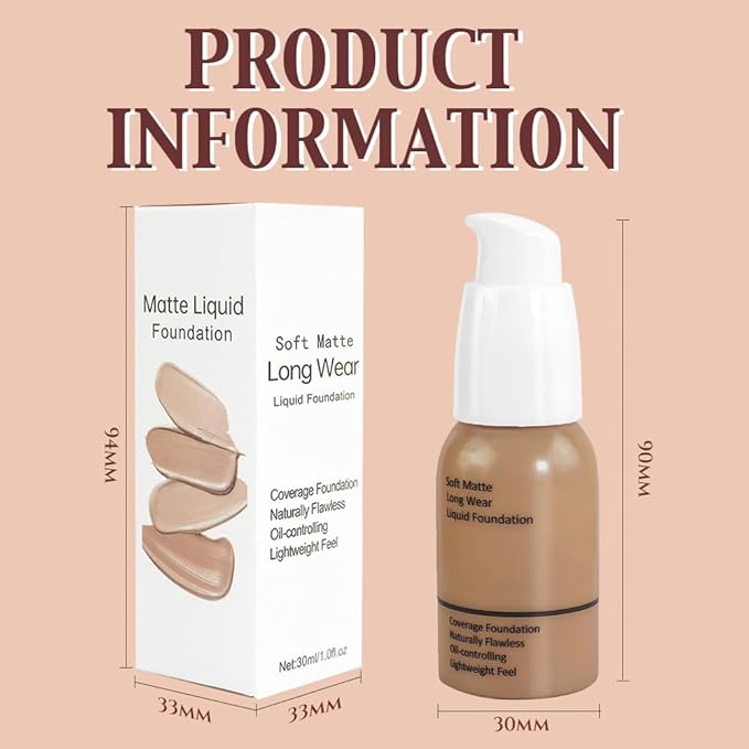 2Pcs Matte Liquid Full Coverage Foundation, Flawless Soft of 2)