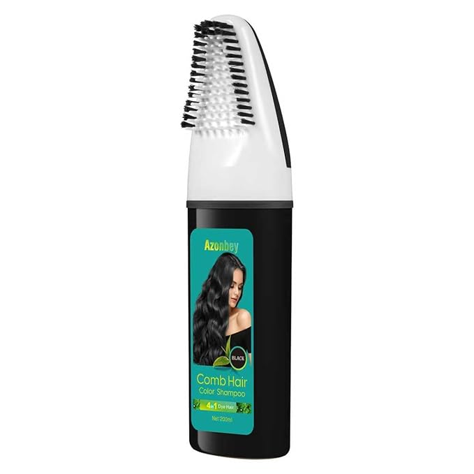 Easy Black Hair Dye,Natural Hair Dye Shampoo for Women,Semi Permanent Hair Color Cover Gray White Hair,Champu Para Canas Hair Dye 4 in 1 With Comb Herbal Plant Hair Color Shampoo(Black)