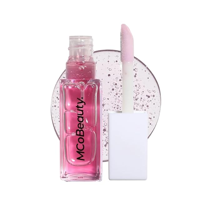 MCoBeauty - Lip Oil Hydrating Treatment - Sheer Pink - Moisturizing Jojoba Oil Lip Gloss - Juicy High-Shine Tinted Lip Glaze for Dry Lips with Doe-Foot Applicator - Cruelty Free Lip Care