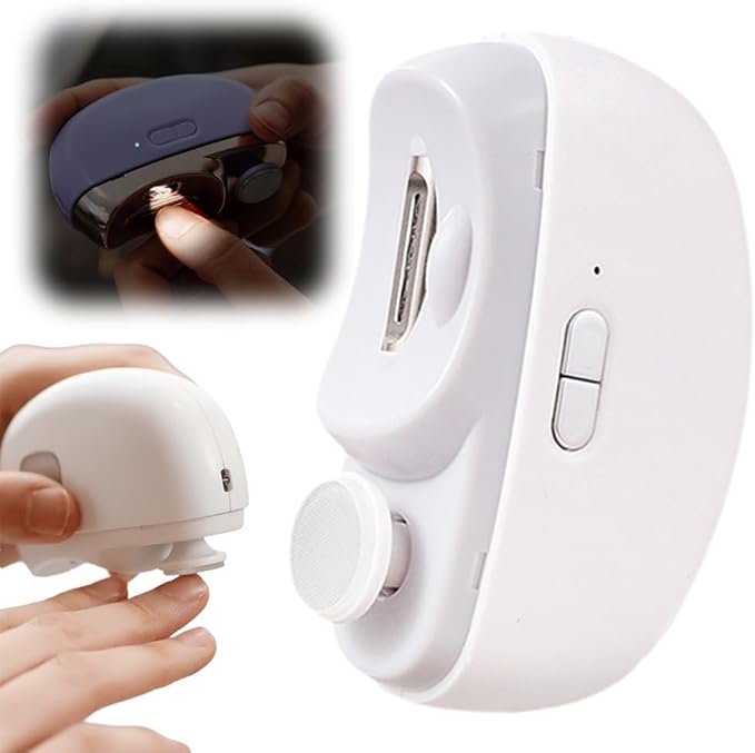 Electric Nail Clippers, 2026 New 2 in 1 Electric Polishing Automatic Nail Clippers, Multifunctional Nail Trimmer with 2 Adjustable Speeds for Seniors, Kids, Adults (White)